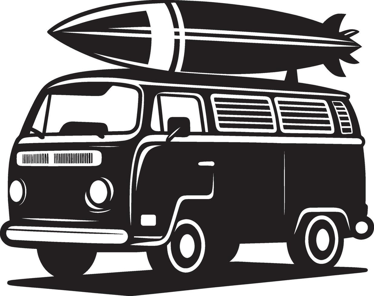 Vintage Cargo Van silhouette flat illustration isolated on a white background vector