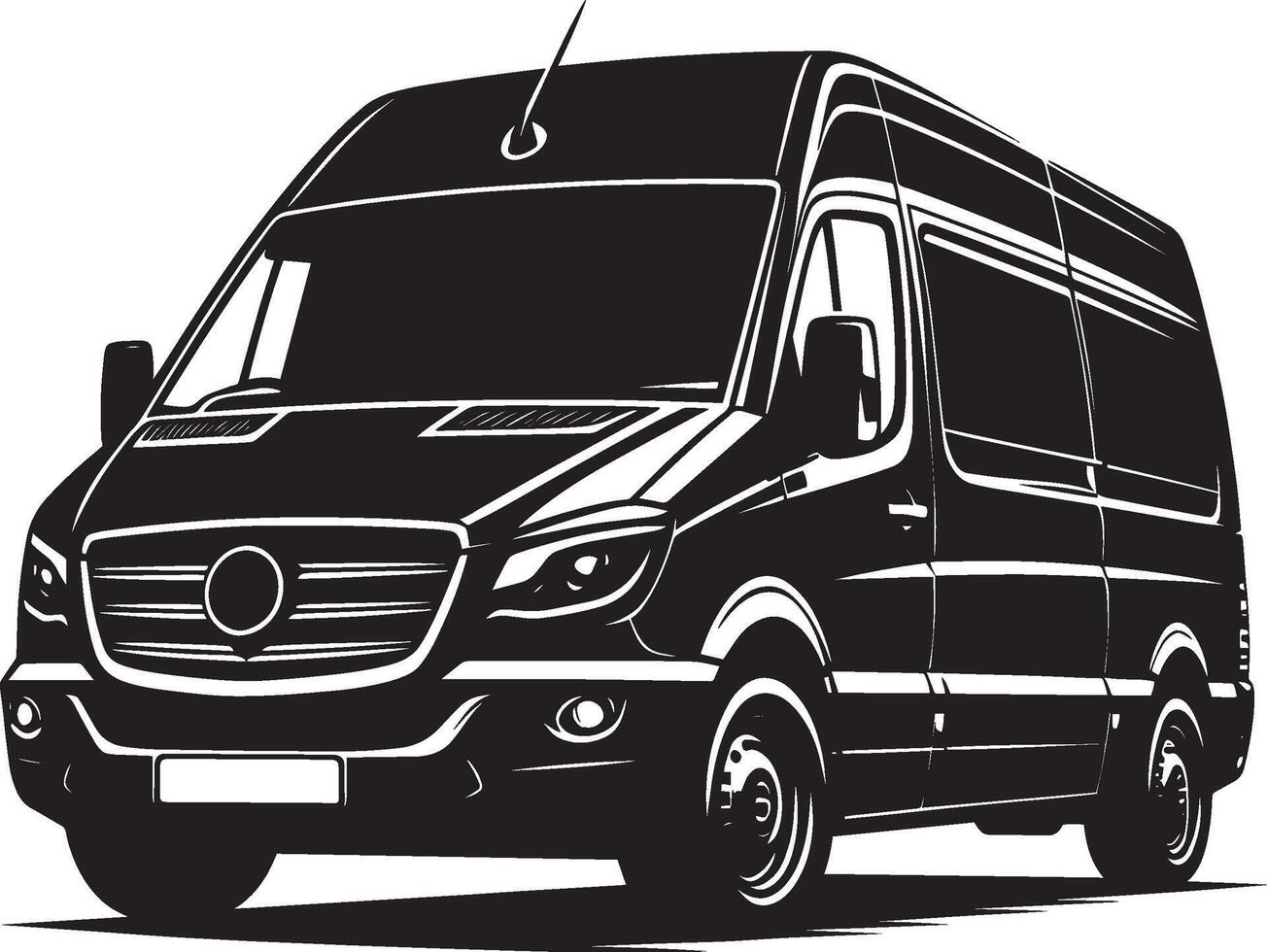 Modern Cargo Van silhouette flat illustration isolated on a white background vector