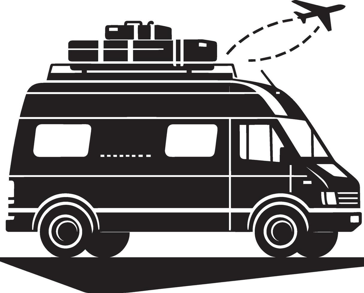 Vintage Cargo Van silhouette flat illustration isolated on a white background vector