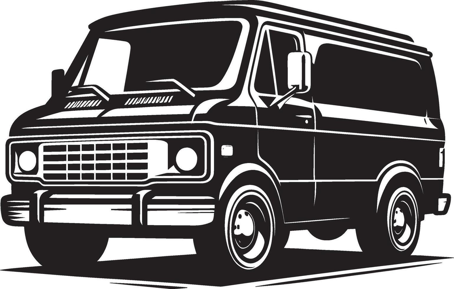 Vintage Cargo Van silhouette flat illustration isolated on a white background vector