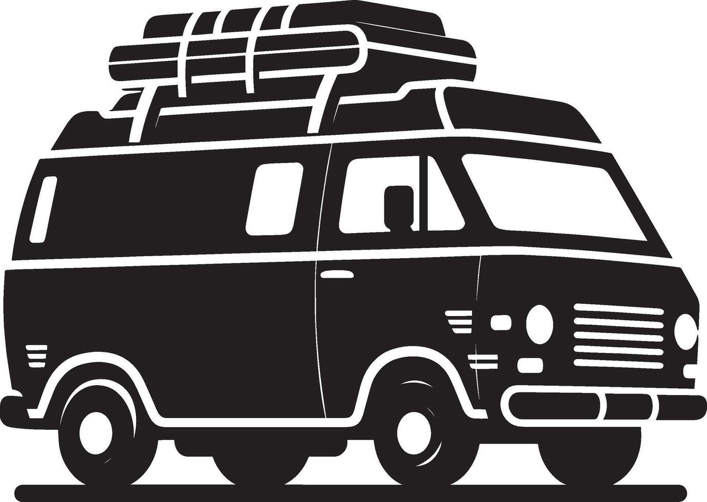 Vintage Cargo Van silhouette flat illustration isolated on a white background vector