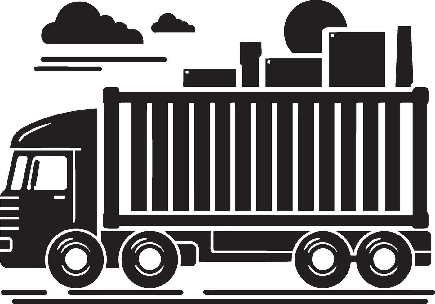 Container truck silhouette illustration isolated on a white background vector