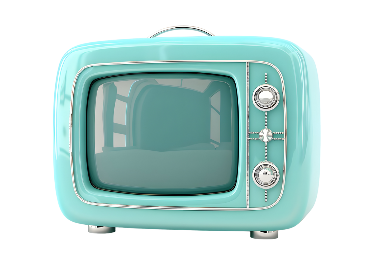 Retro TV with blank screen. Isolated on transparent background png