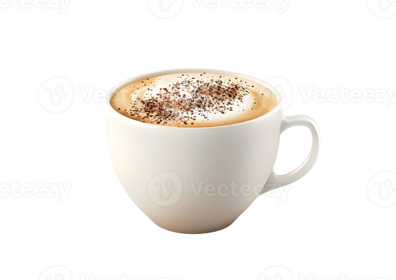 A Cup of Cappuccino with Cocoa Powder Sprinkle. Isolated on transparent background png