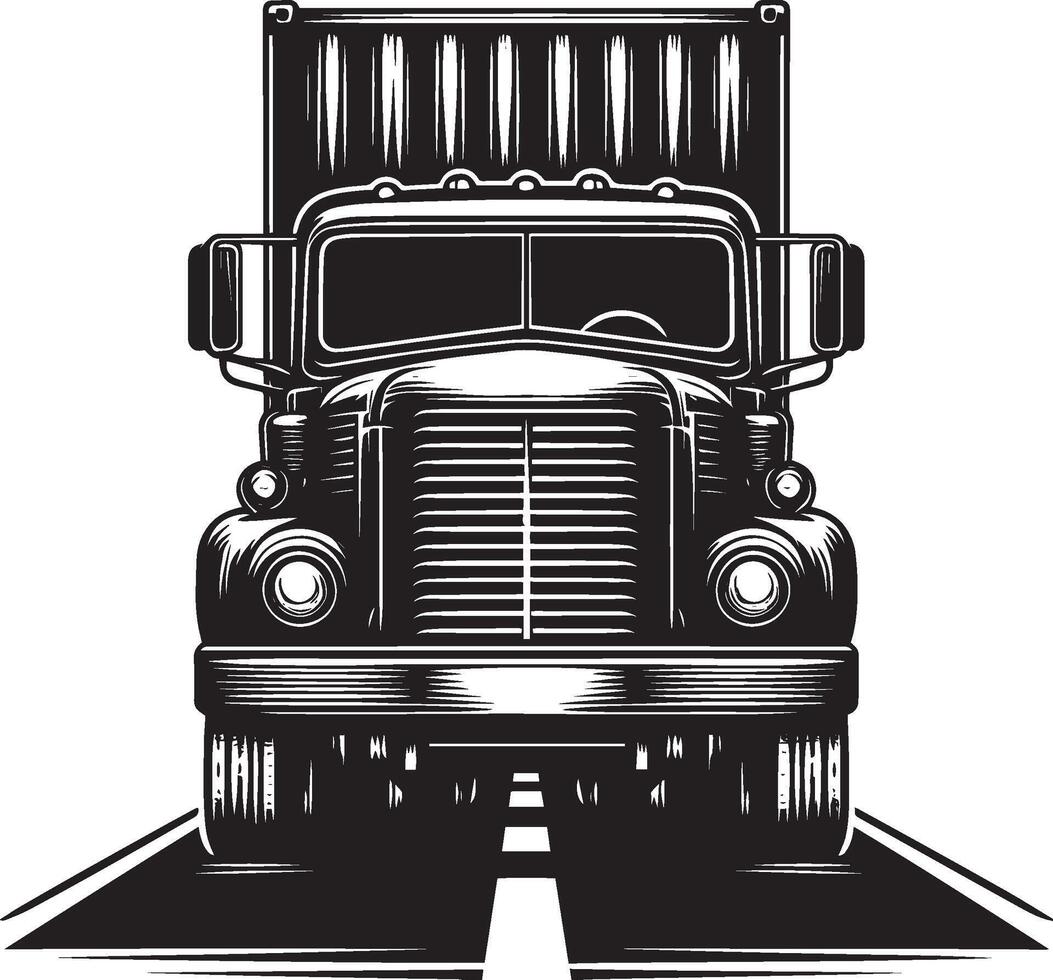 Container truck front silhouette illustration isolated on a white background vector
