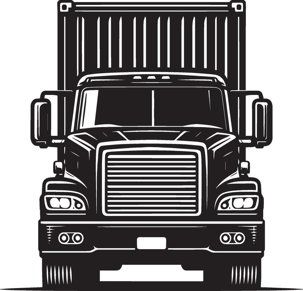 Container truck front silhouette illustration isolated on a white background vector