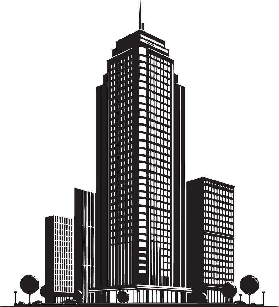 Modern Corporate Tall Building silhouette illustration isolated on a white background vector