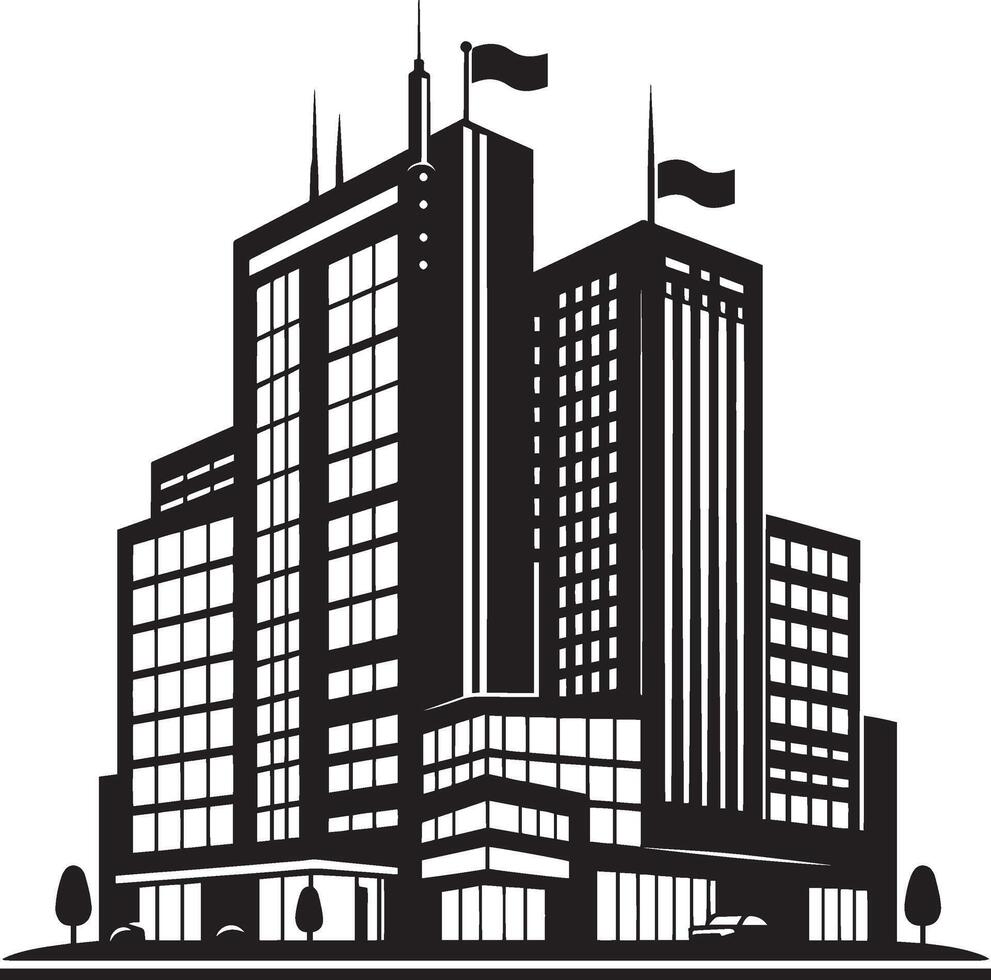 Modern Corporate Tall Building silhouette illustration isolated on a white background vector