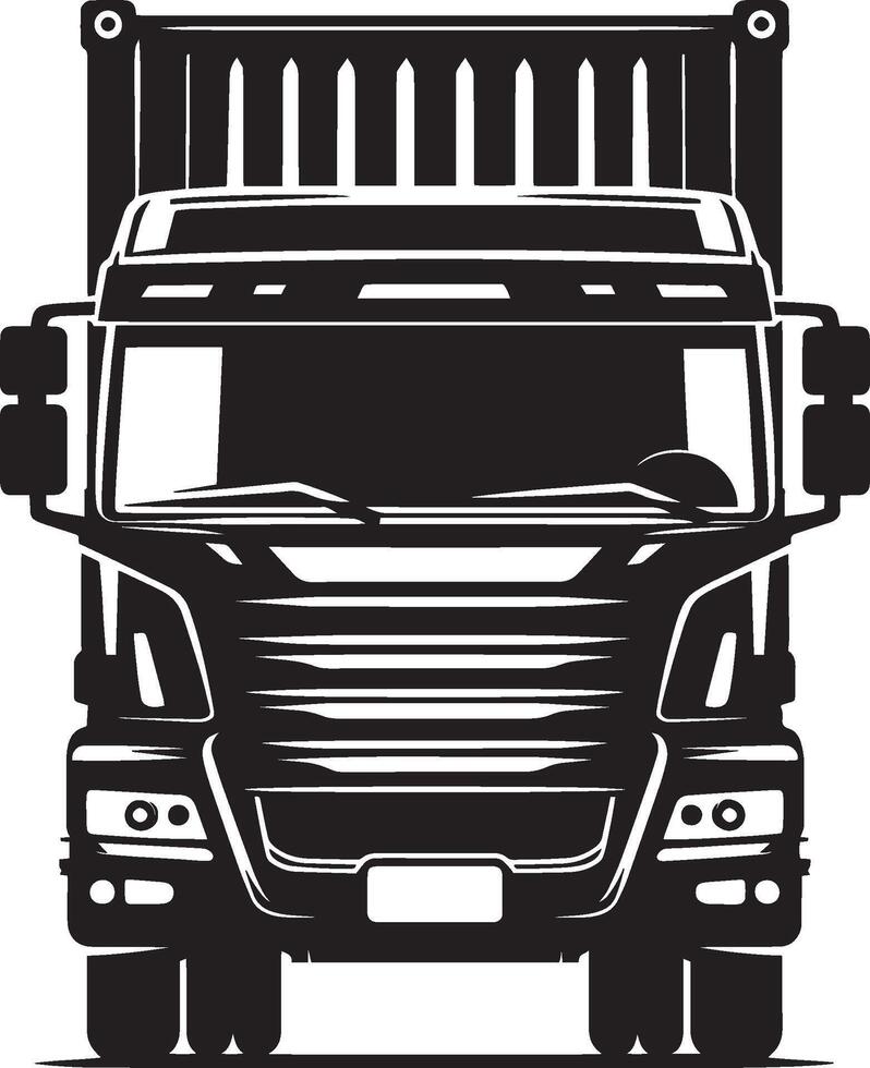 Container truck front silhouette illustration isolated on a white background vector