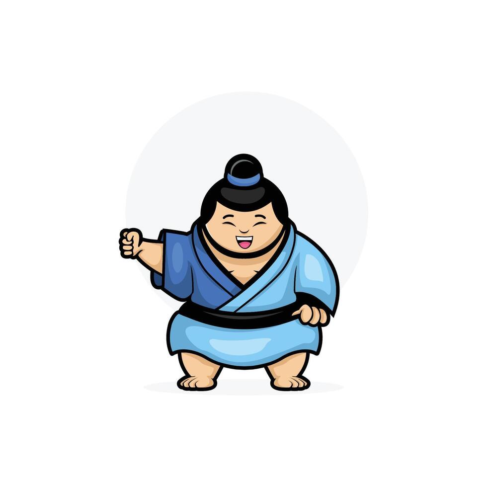 A cartoon illustration of a funny sumo vector