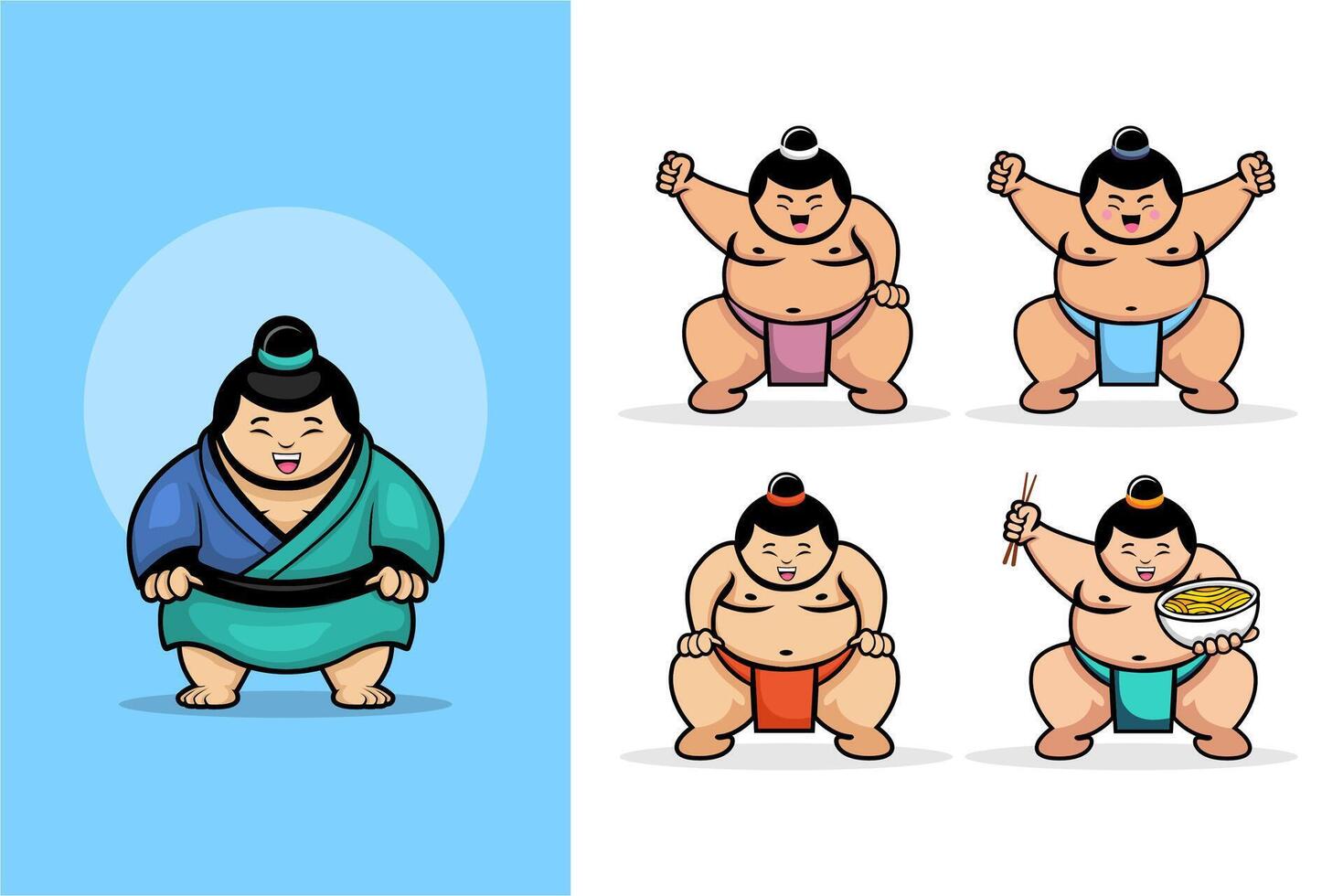 A cartoon illustration of a funny sumo vector