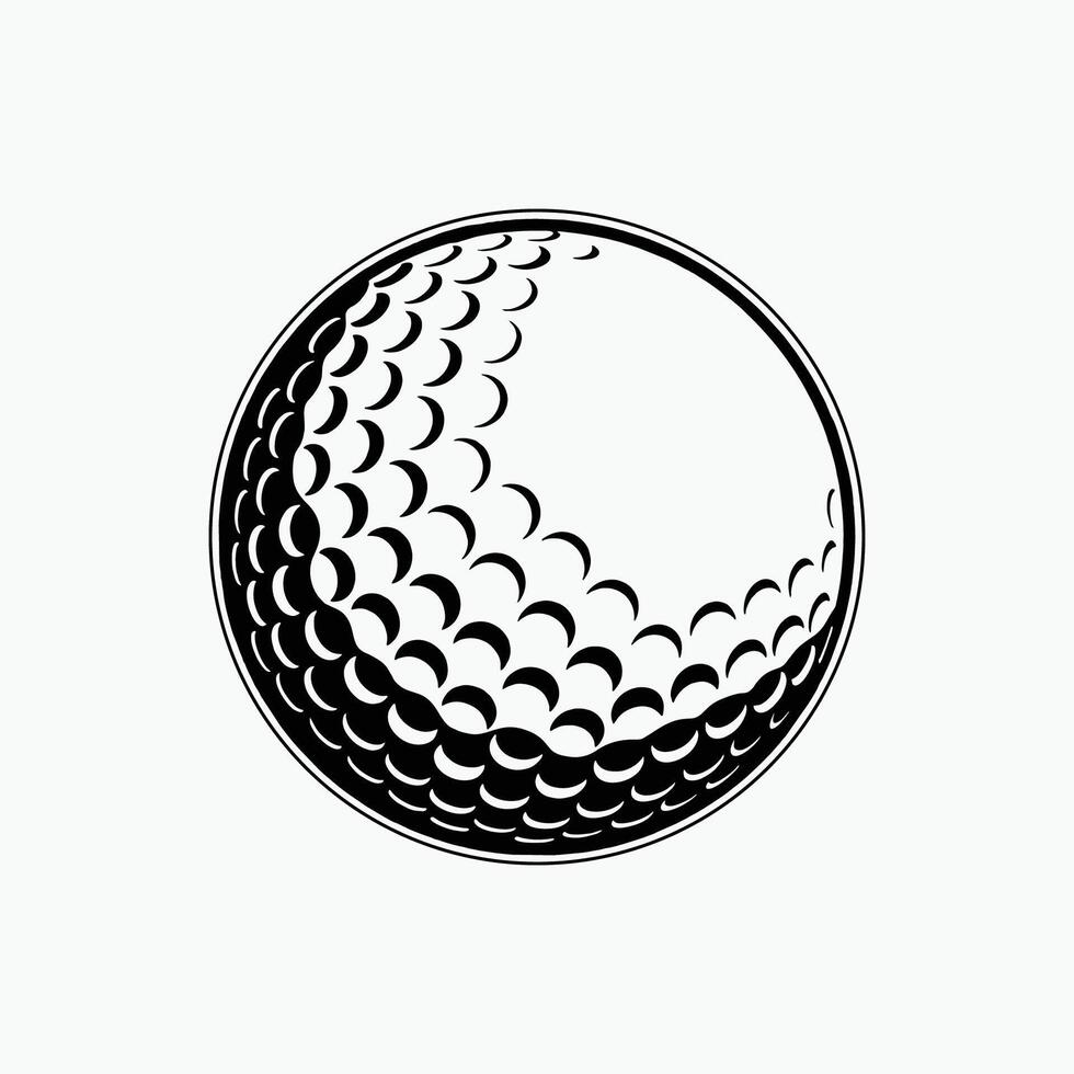 Golf ball icon. Black and white golf ball icon isolated on white vector