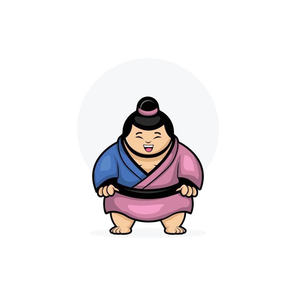 A cartoon illustration of a funny sumo vector
