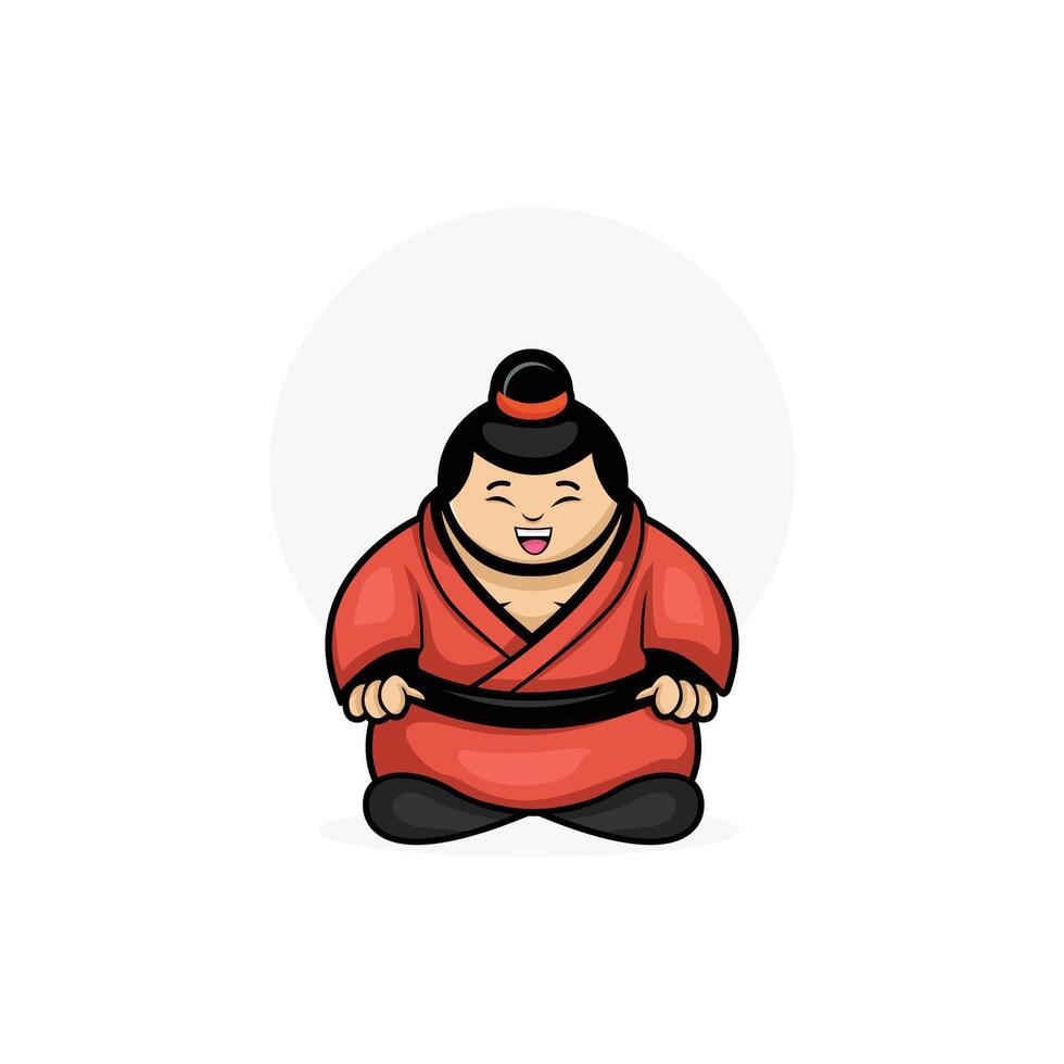 A cartoon illustration of a funny sumo vector