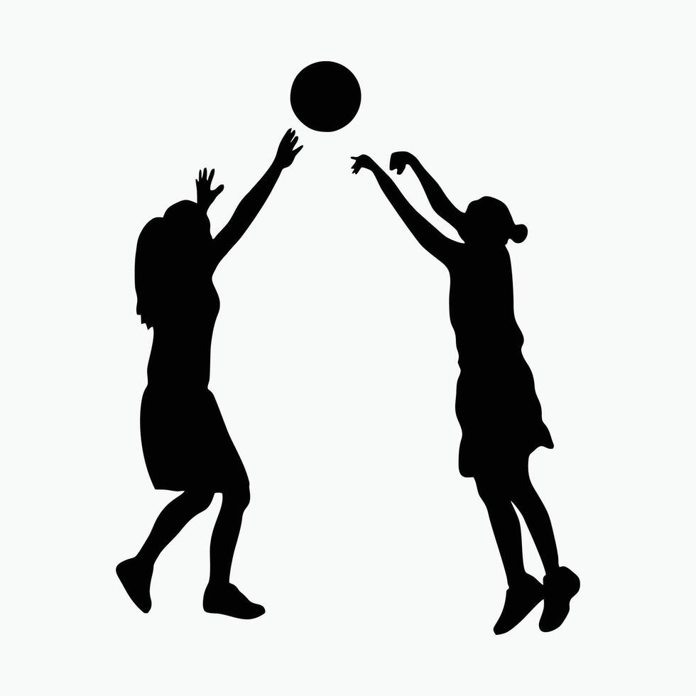 Set of Basketball Female Silhouettes vector