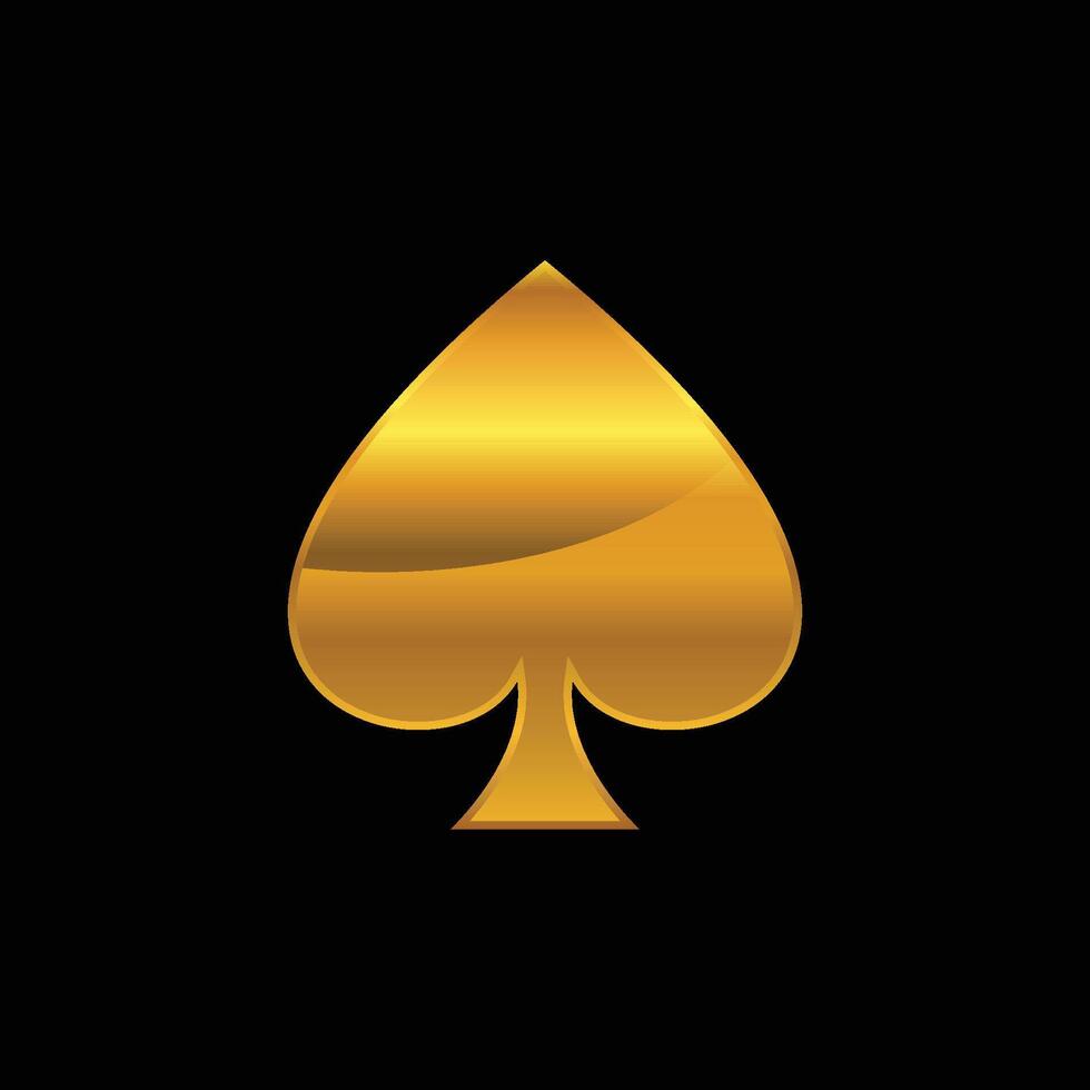 Spade icon, poker playing cards ace, golden illustration vector