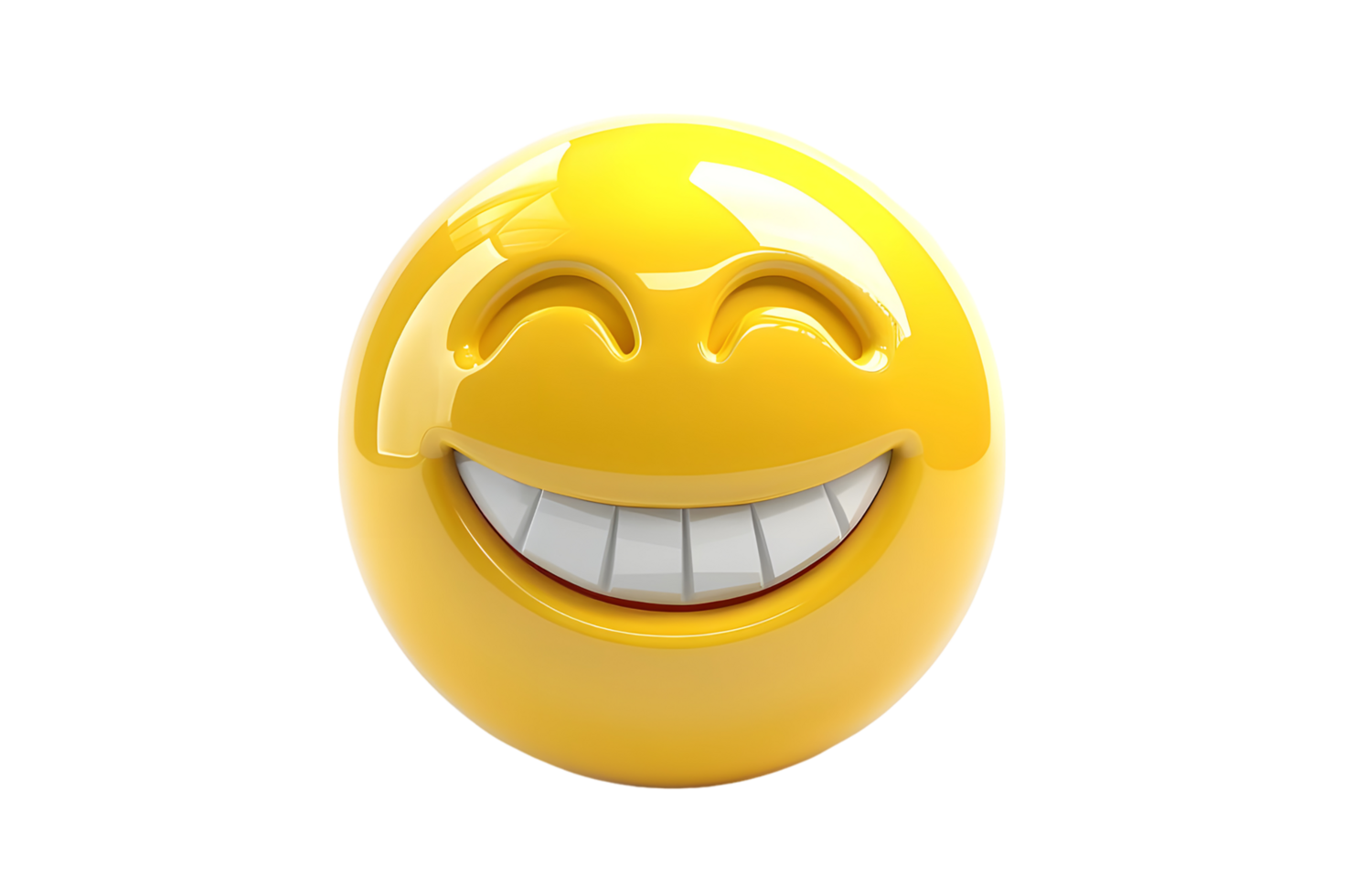 Smiling Yellow Emoticon 3D Illustration. Isolated on transparent background png
