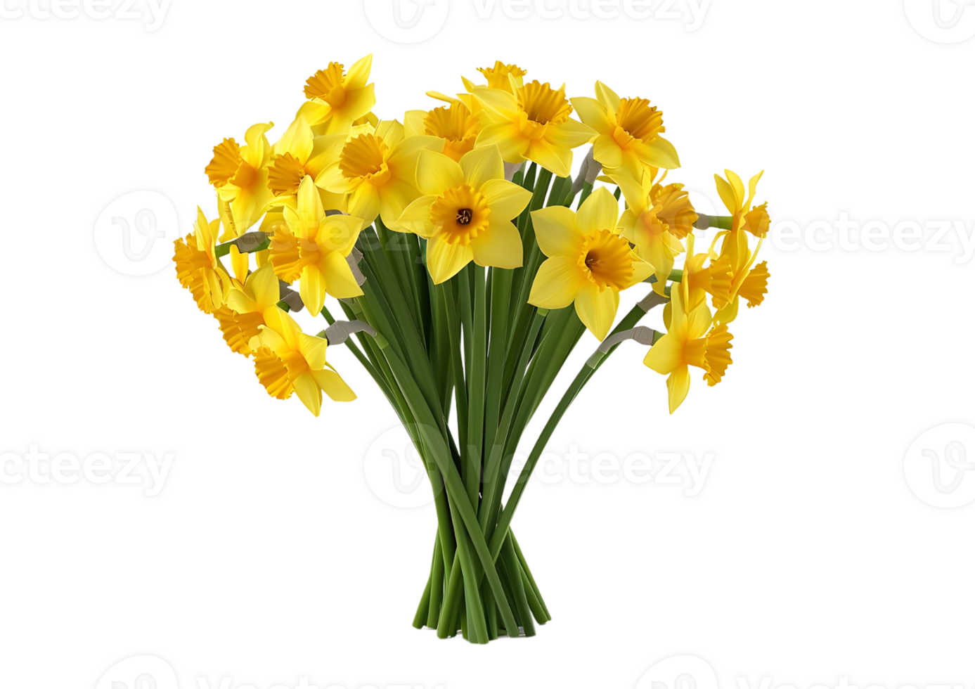 Beautiful bouquet of yellow daffodils. Isolated on transparent background png