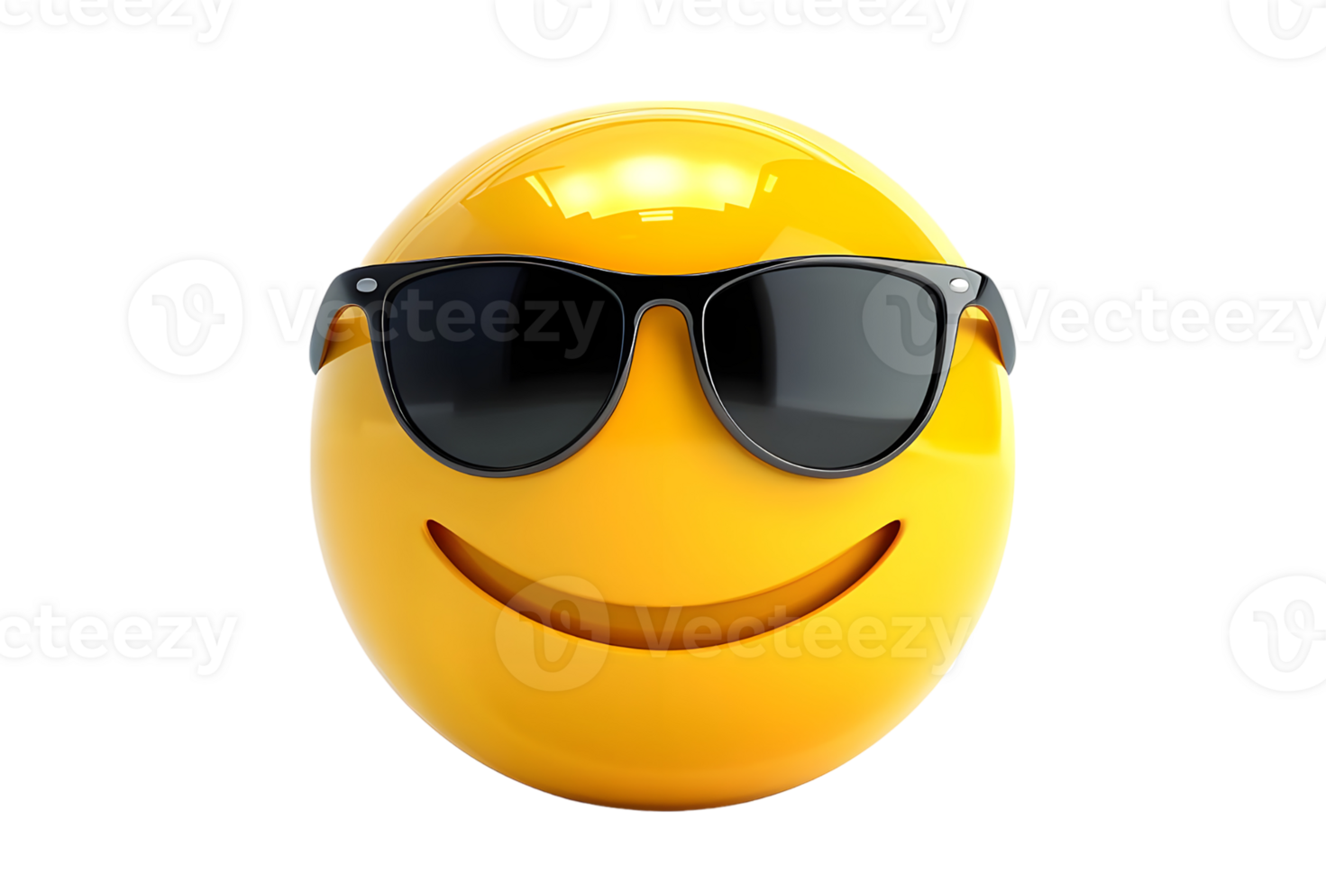 Happy Emoticon with Sunglasses. Isolated on transparent background png