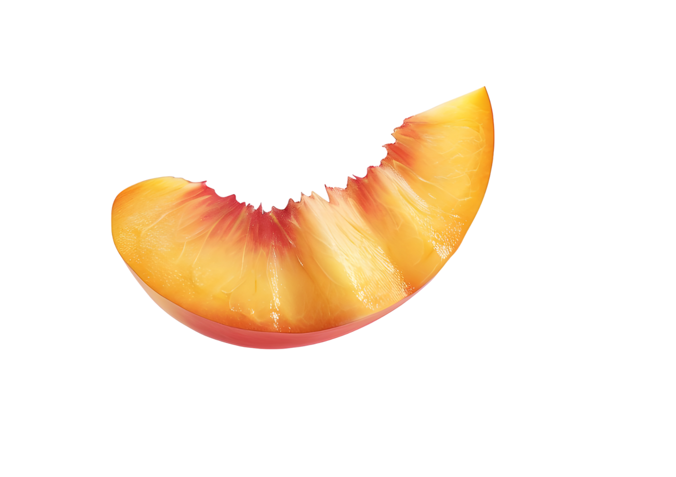 Sliced peach showing juicy yellow flesh and red skin. Isolated on a transparent background png