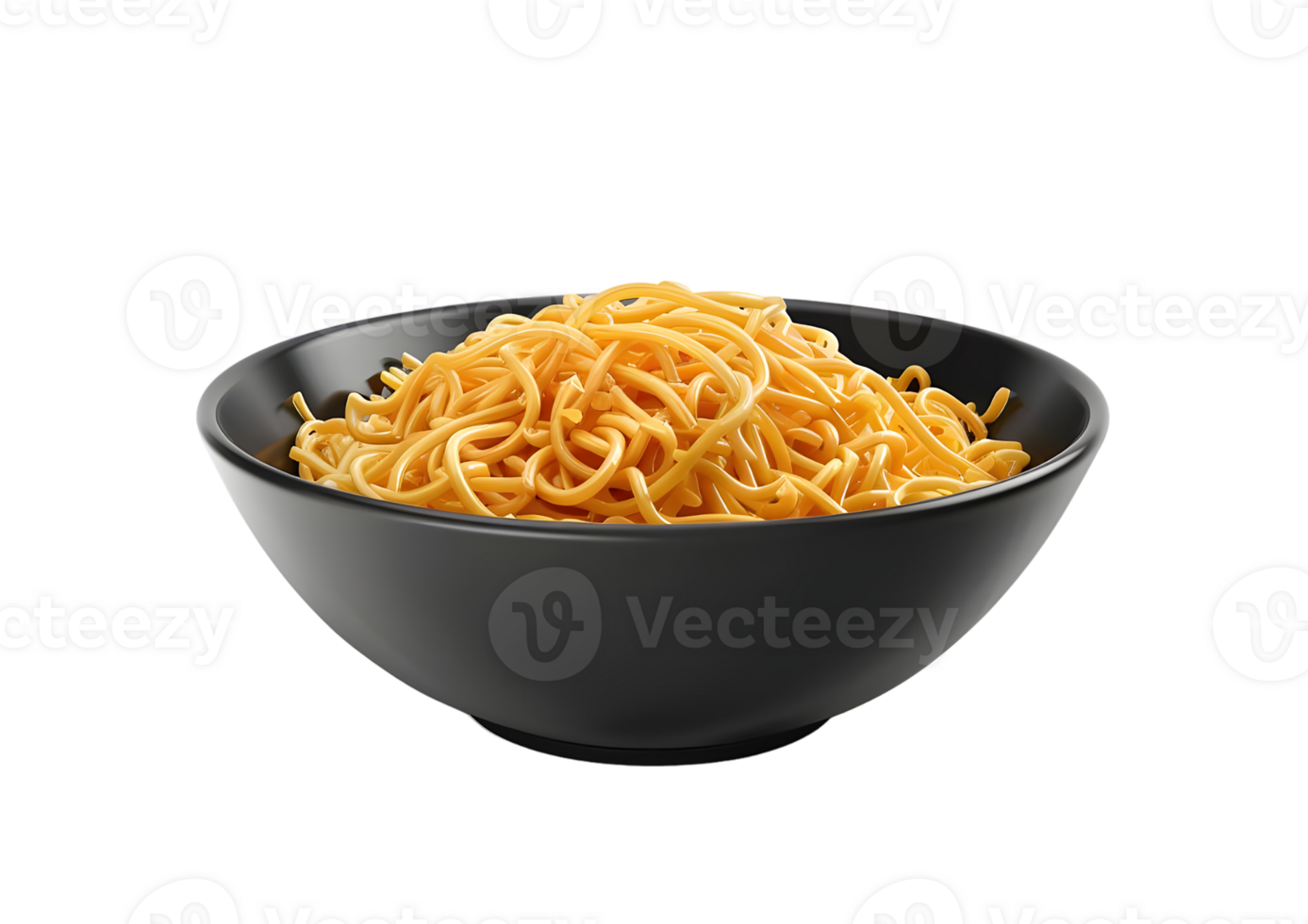 Bowl of plain cooked spaghetti pasta. Isolated on a transparent background. png