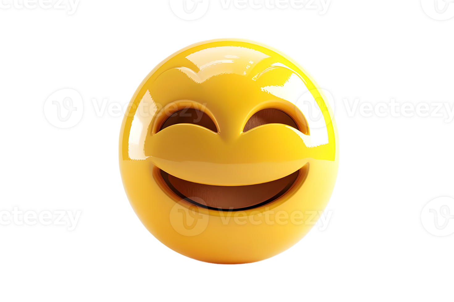 Happy emoji emoticon 3D render. Isolated on transparent background png