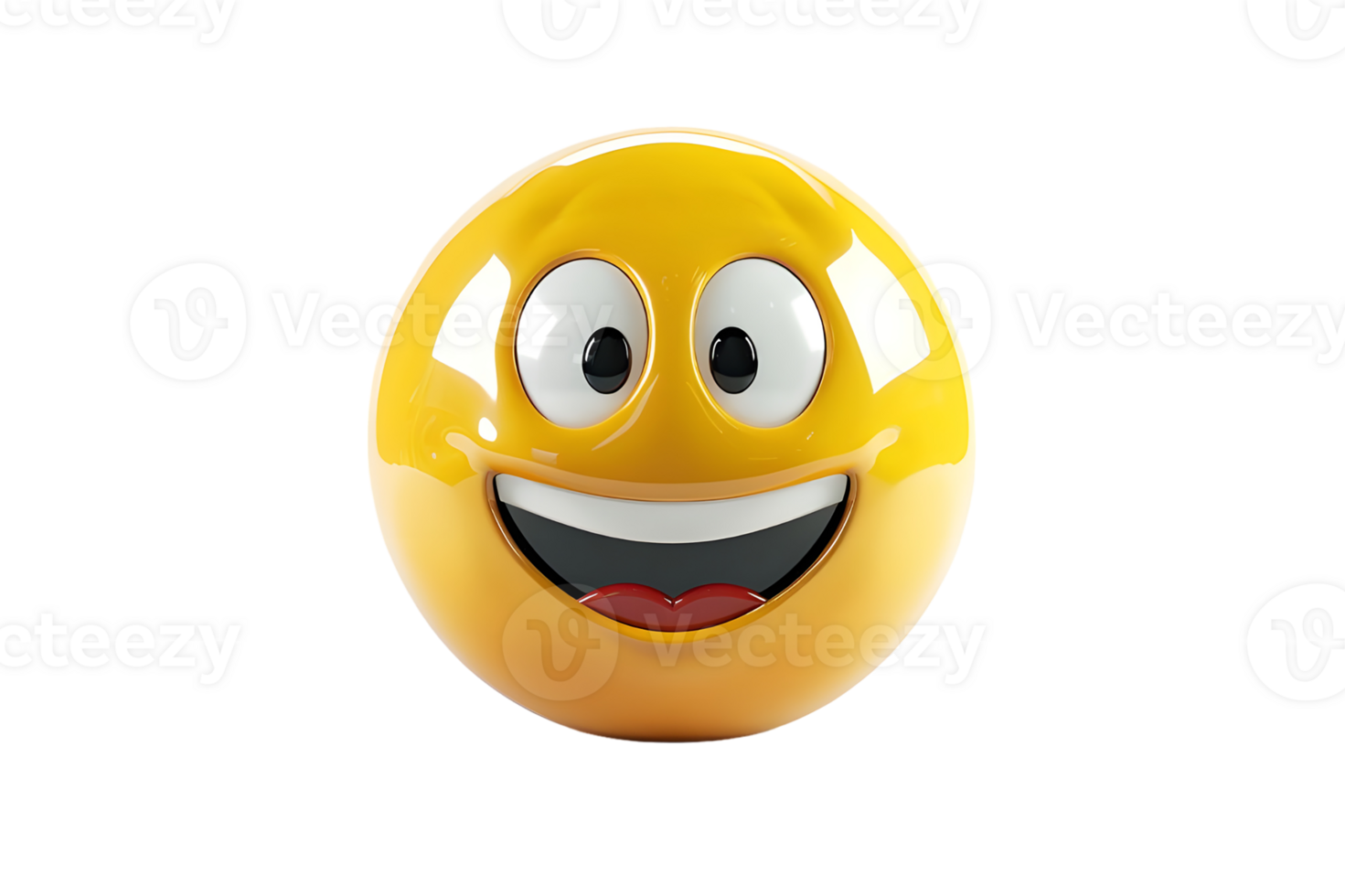 3D Emoticon With Big Smile. Isolated on transparent background png