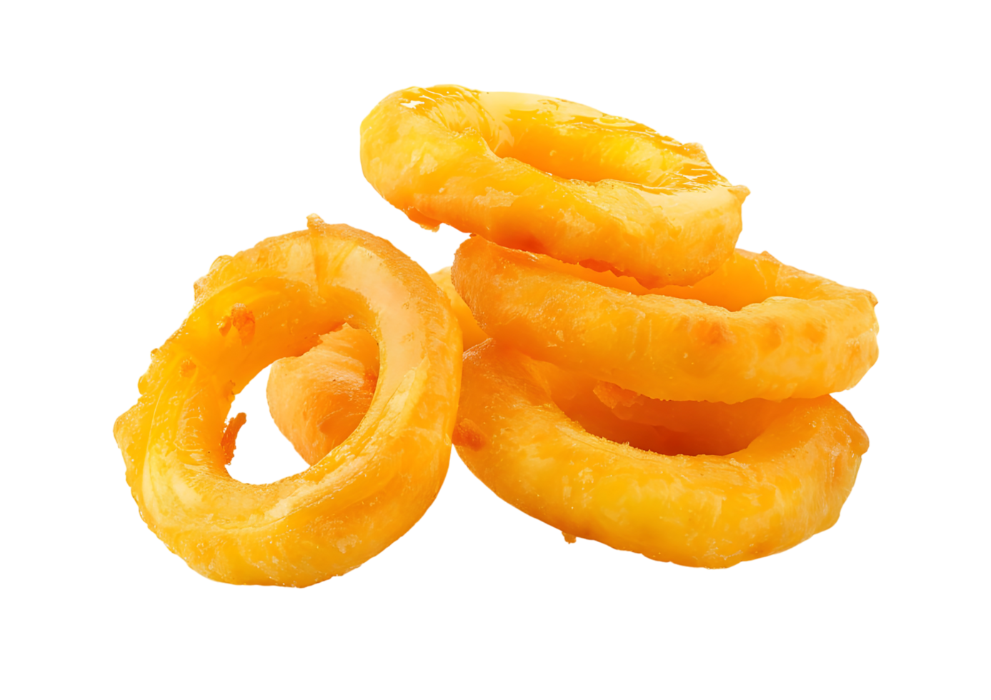 Pineapple rings stacked on a plate. Isolated on a transparent background png