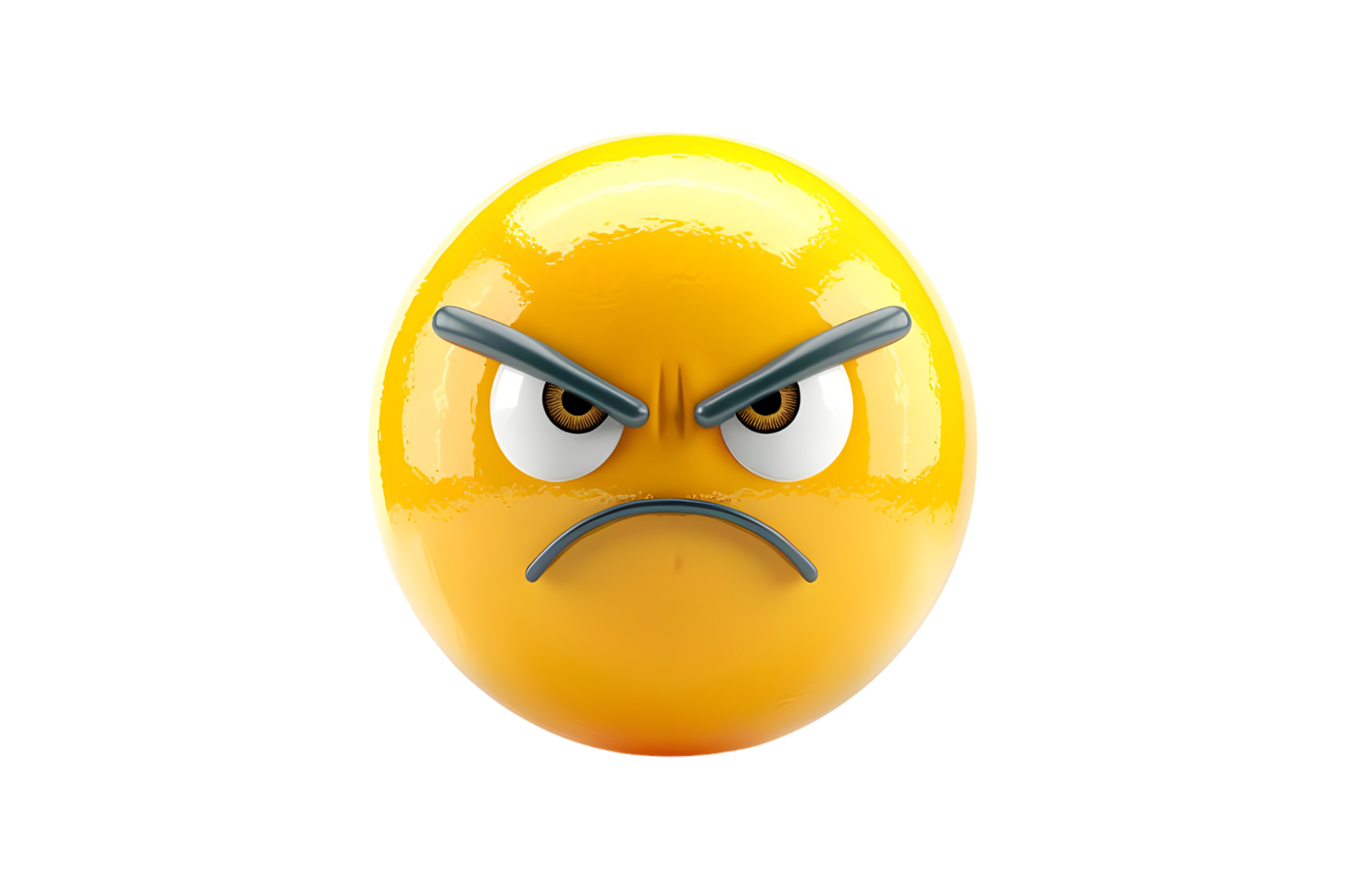 Angry Emoticon 3D Illustration. Isolated on transparent background png
