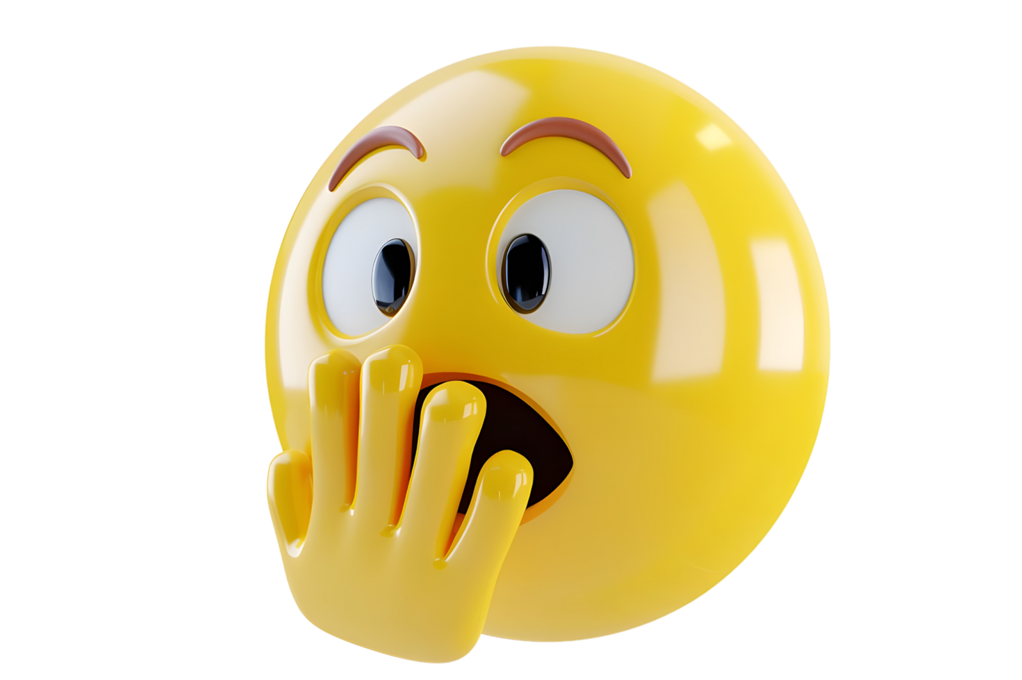 3D Emoji with Hand Over Mouth. Isolated on transparent background png