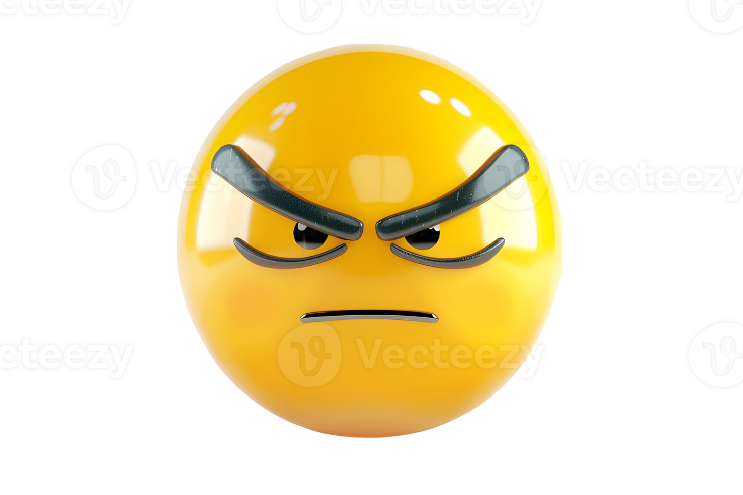 3D Rendered Angry Emoji. Isolated on transparent background png