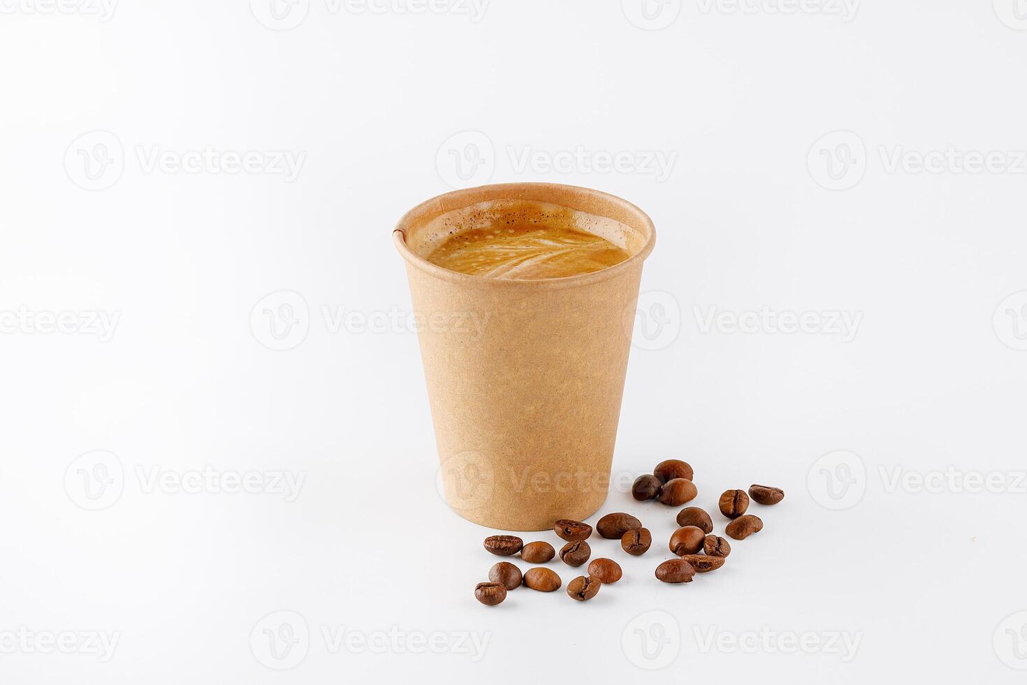 Americano with milk in a craft cup on a white background, isolate photo