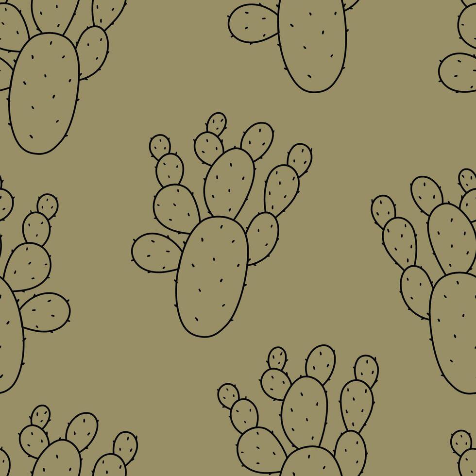Seamless pattern with cactuses. Hand drawn illustration. vector
