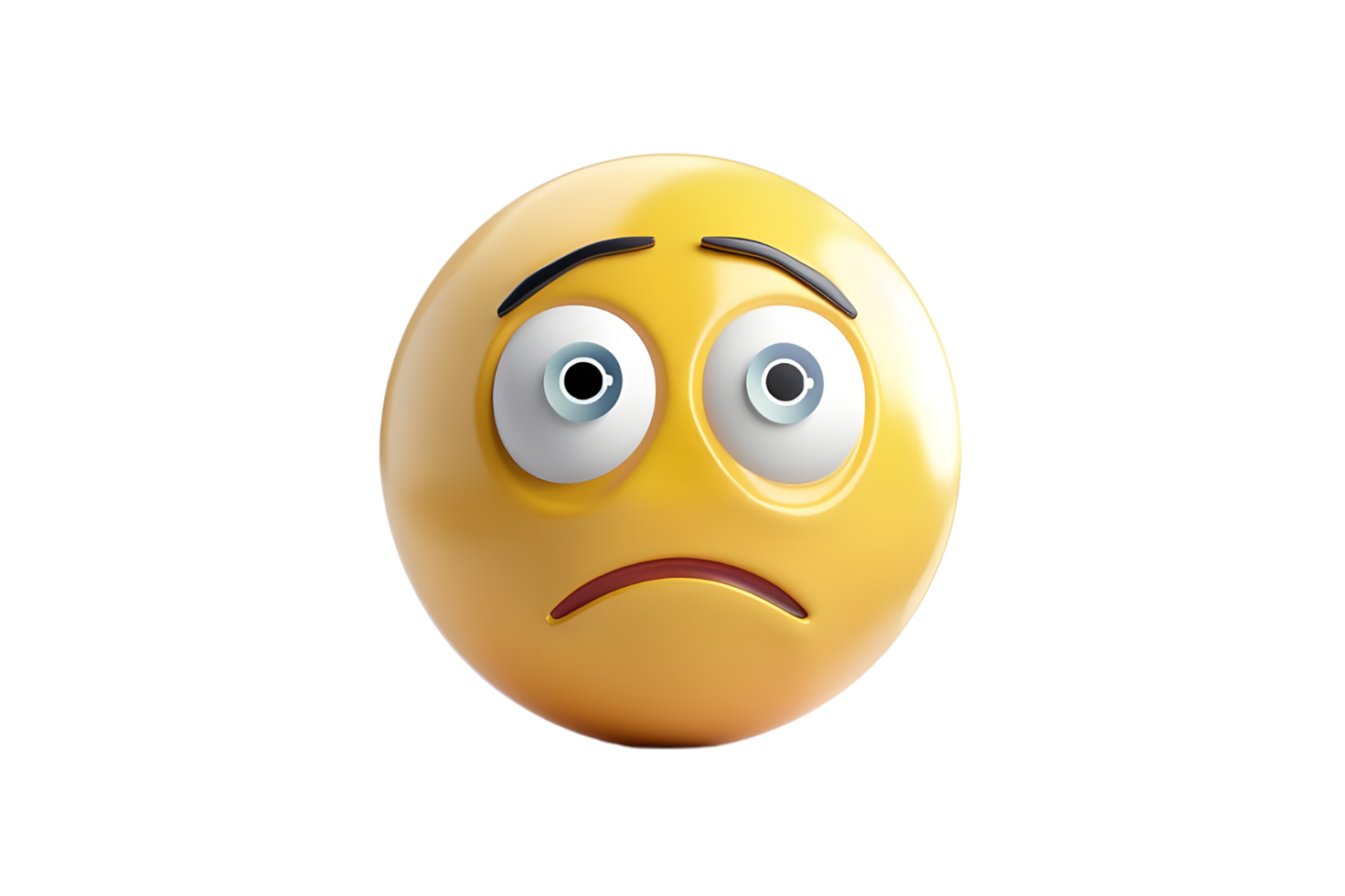 Worried Emoticon 3D Illustration. Isolated on transparent background png