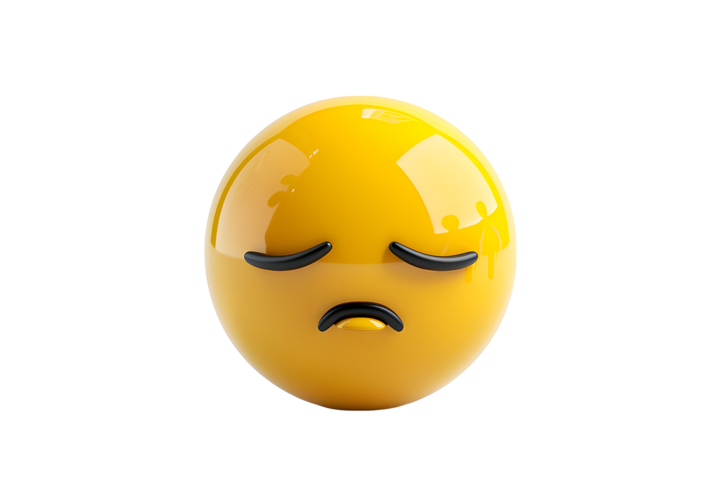3D Sad Emoticon. Isolated on transparent background png