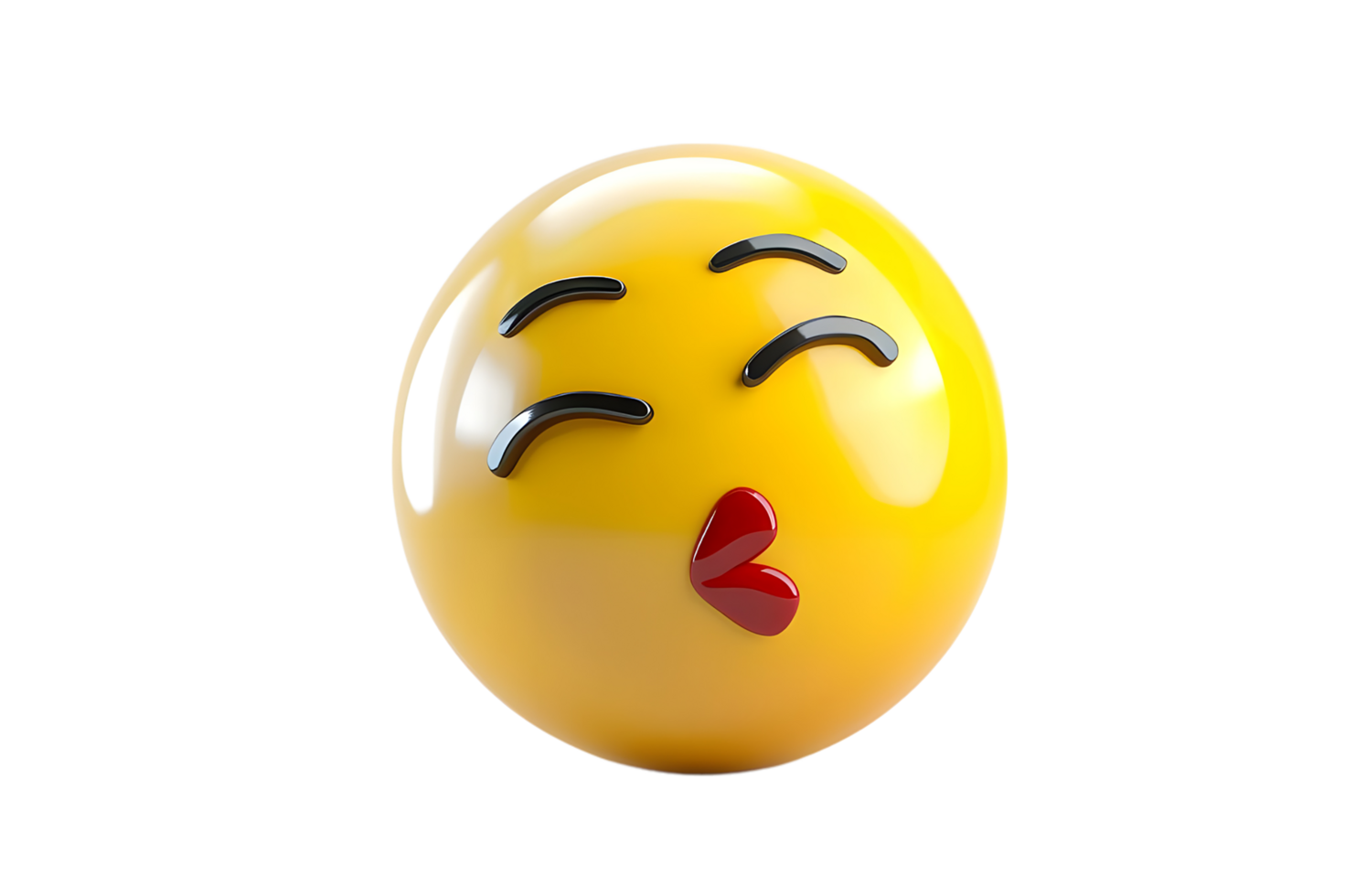 3D Rendering of a Kissing Emoji. Isolated on transparent background png