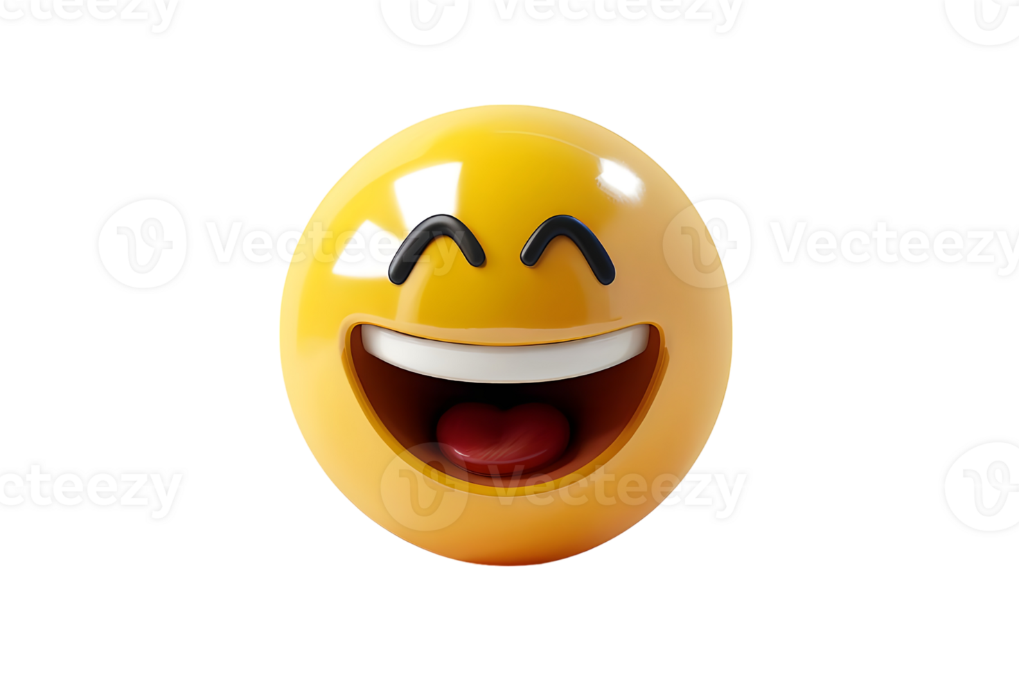 3D Emoji Laughing Face. Isolated on transparent background png