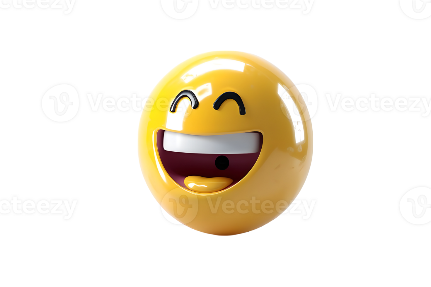 3D Rendering of a Yellow Emoji Smiling. Isolated on transparent background png