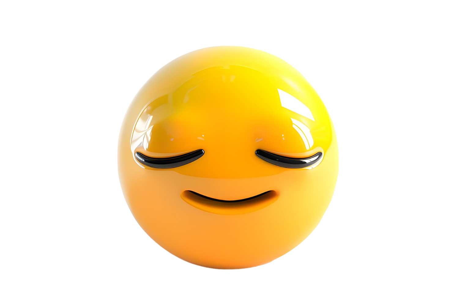 3D Yellow Emoji with Closed Eyes and Smiling Mouth. Isolated on transparent background png