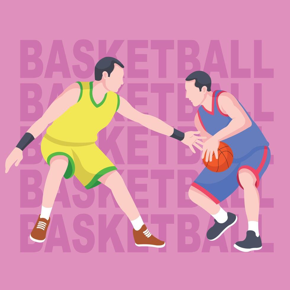 basket player one versus one art design vector
