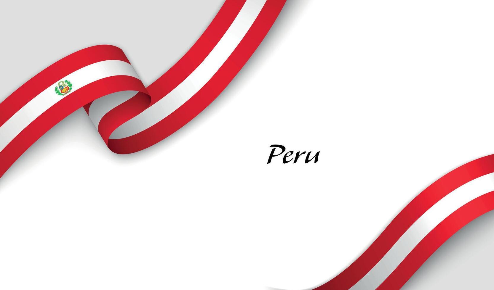Curved ribbon with fllag of Peru on white background vector