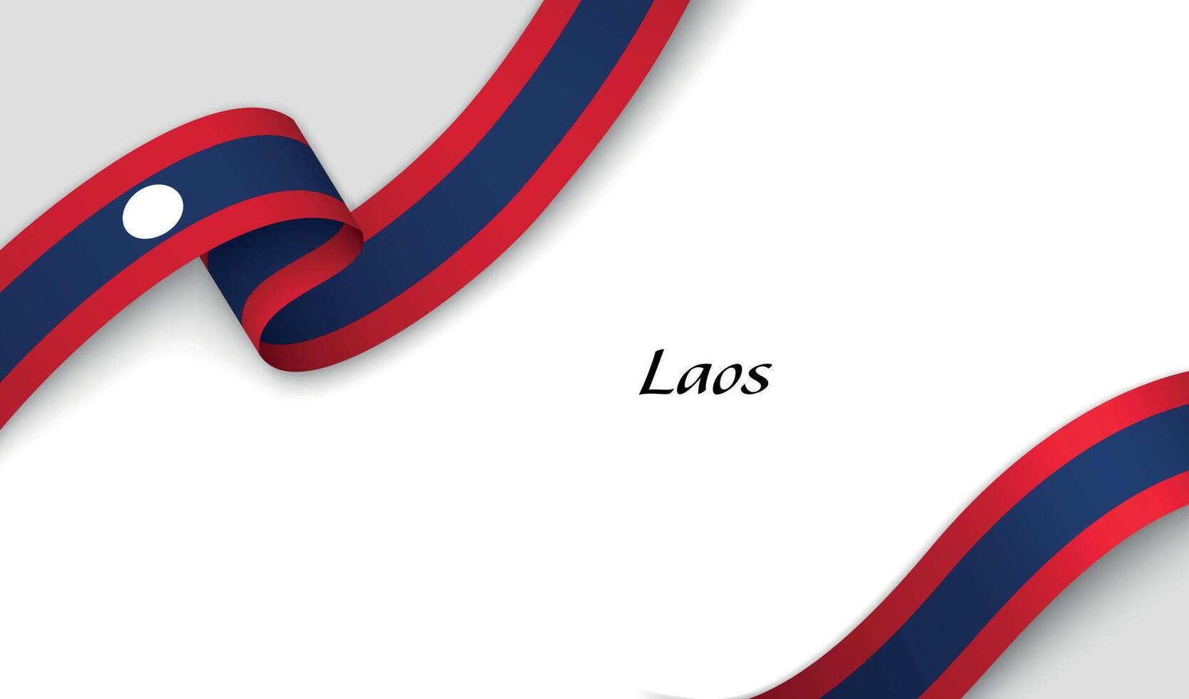 Curved ribbon with fllag of Laos on white background vector