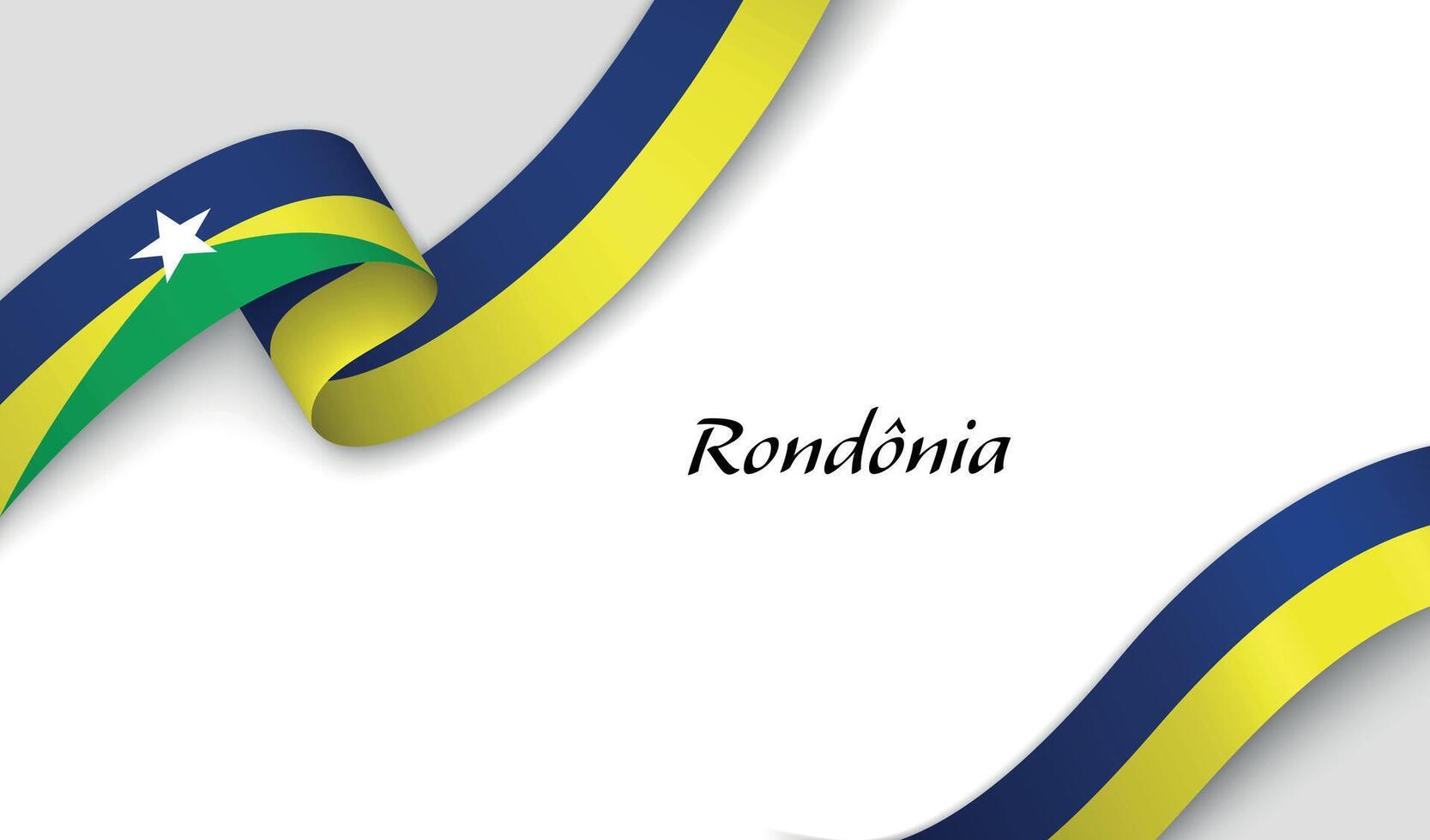 Curved ribbon with fllag of Rondonia is a state of Brazil on white background vector