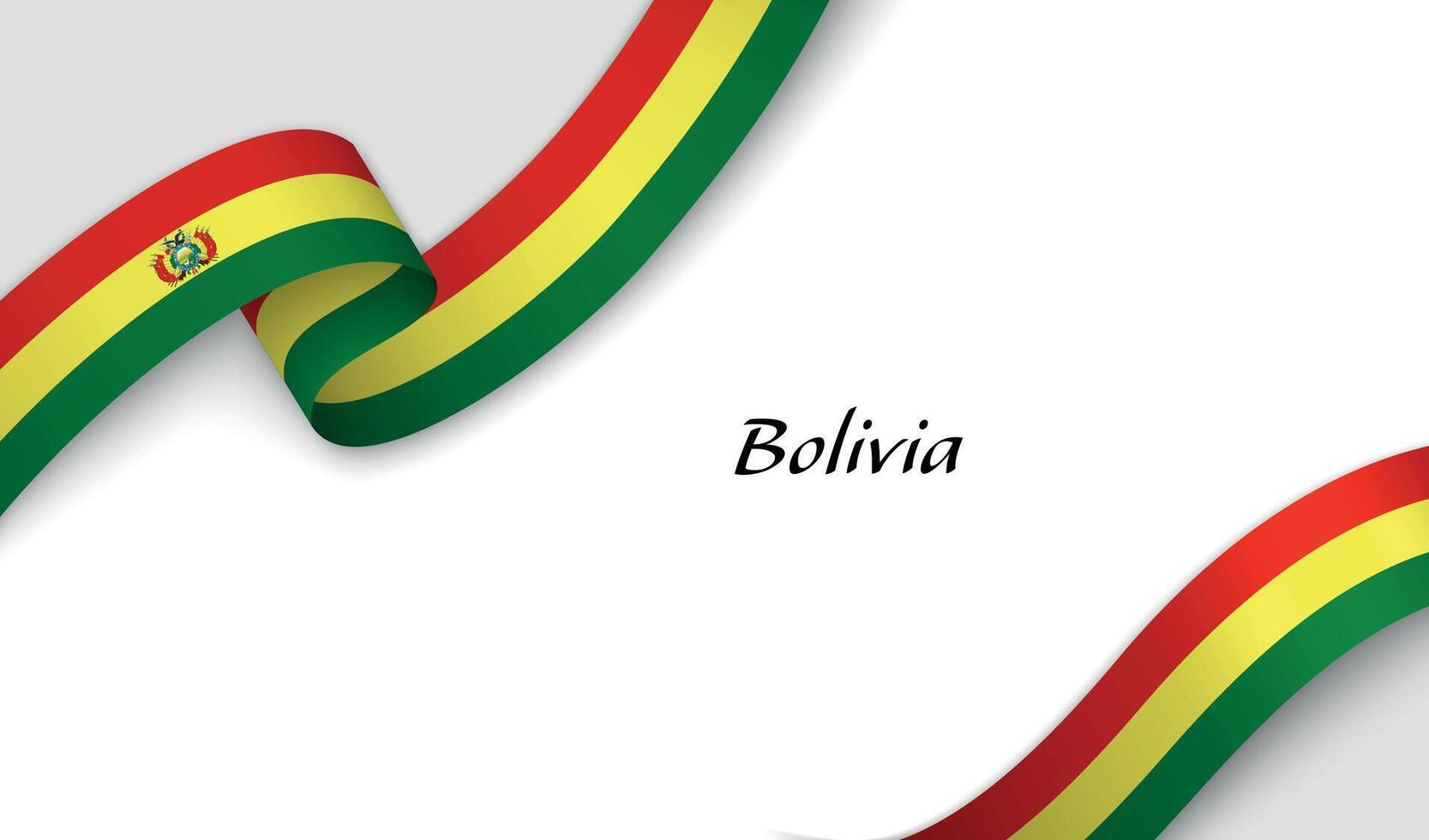 Curved ribbon with fllag of Bolivia on white background vector