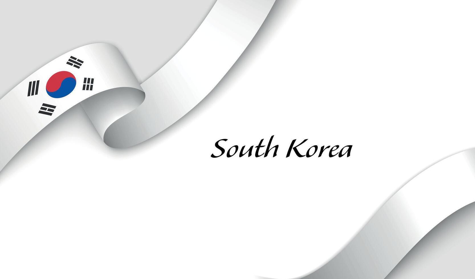 Curved ribbon with fllag of South Korea on white background vector
