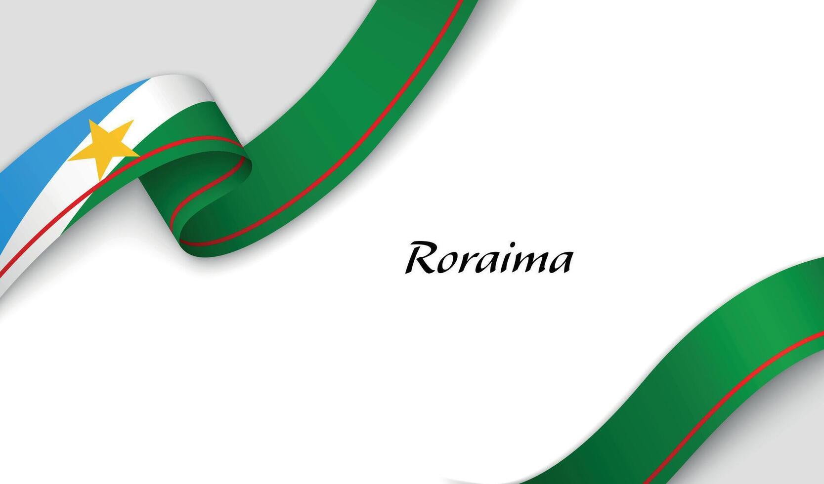 Curved ribbon with fllag of Roraima is a state of Brazil on white background vector