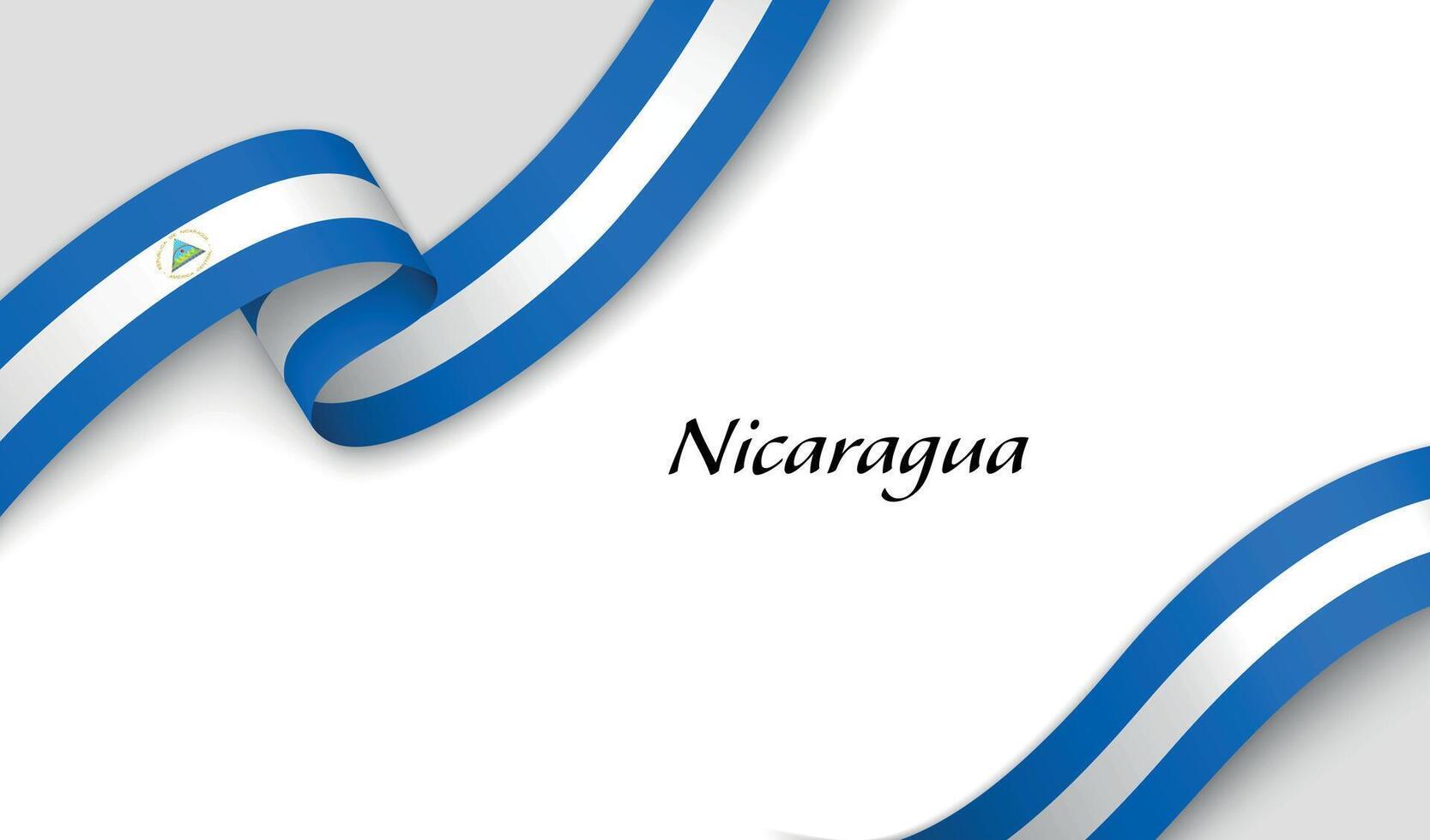 Curved ribbon with fllag of Nicaragua on white background vector