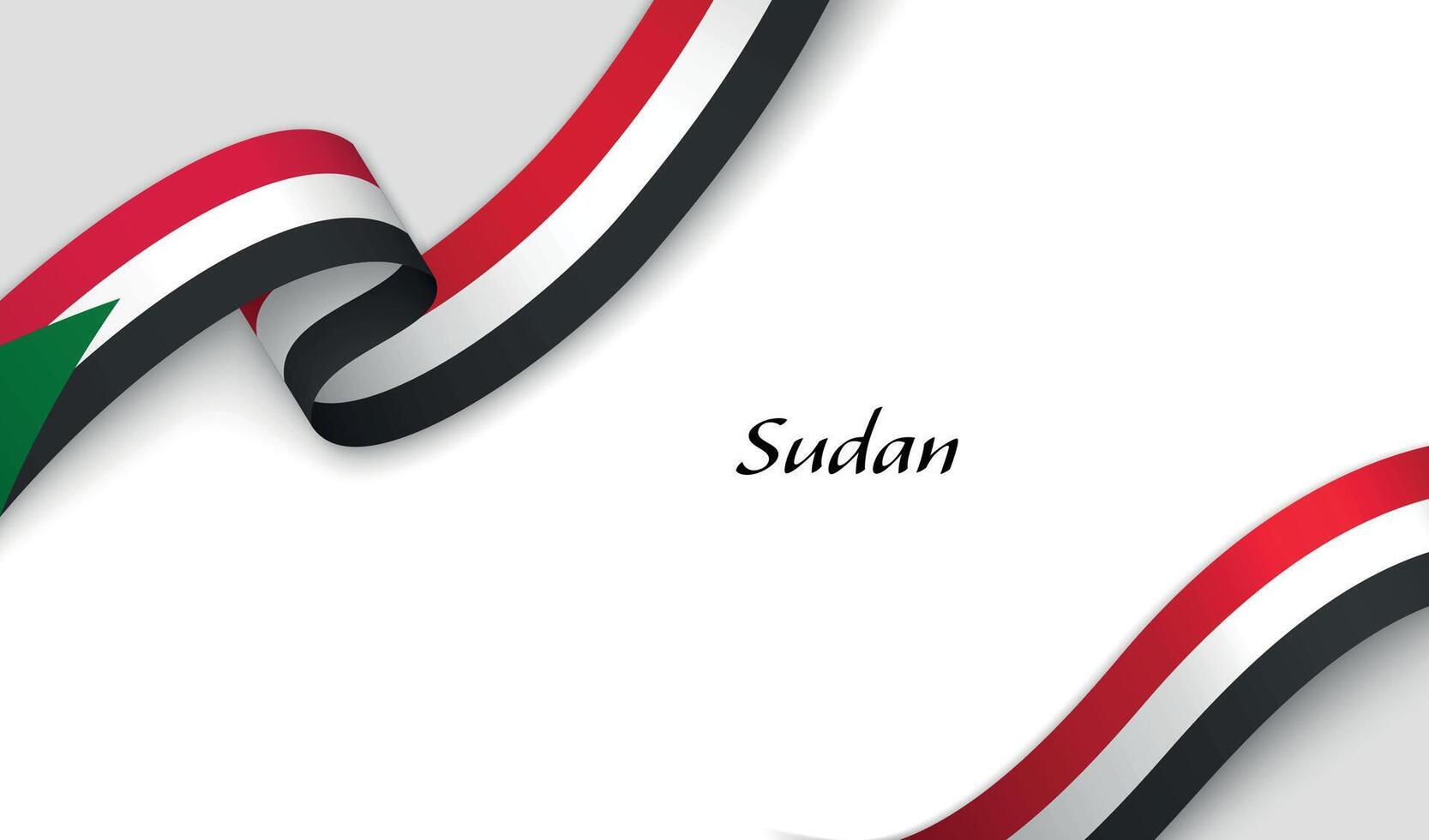 Curved ribbon with fllag of Sudan on white background vector