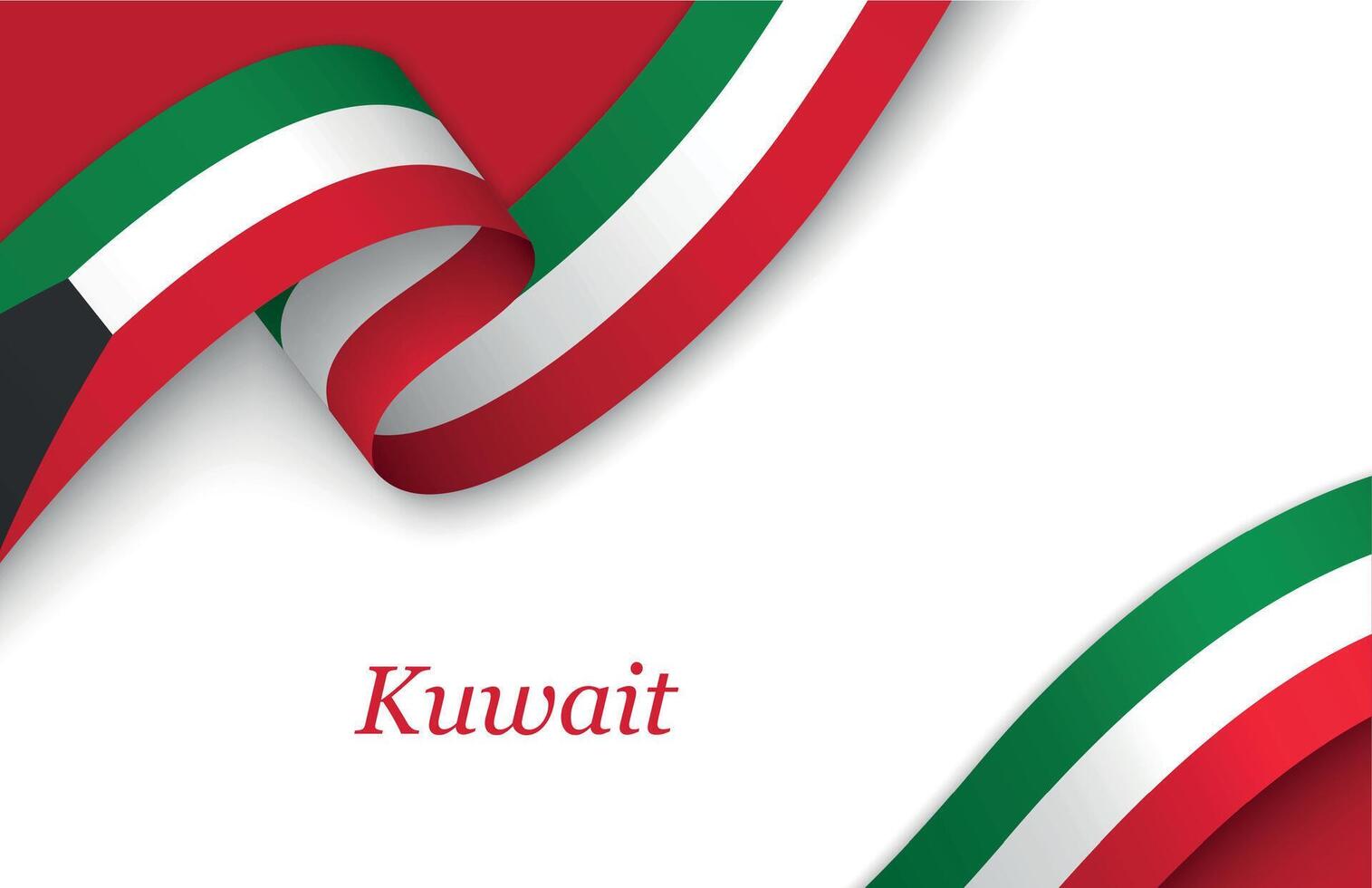 Ribbon with fllag of Kuwait on white background vector