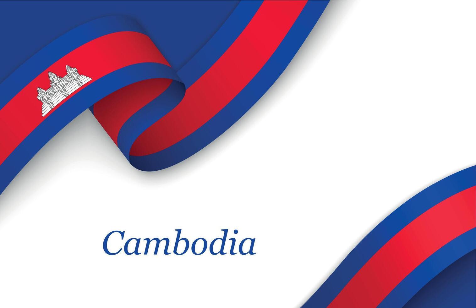 Ribbon with fllag of Cambodia on white background vector